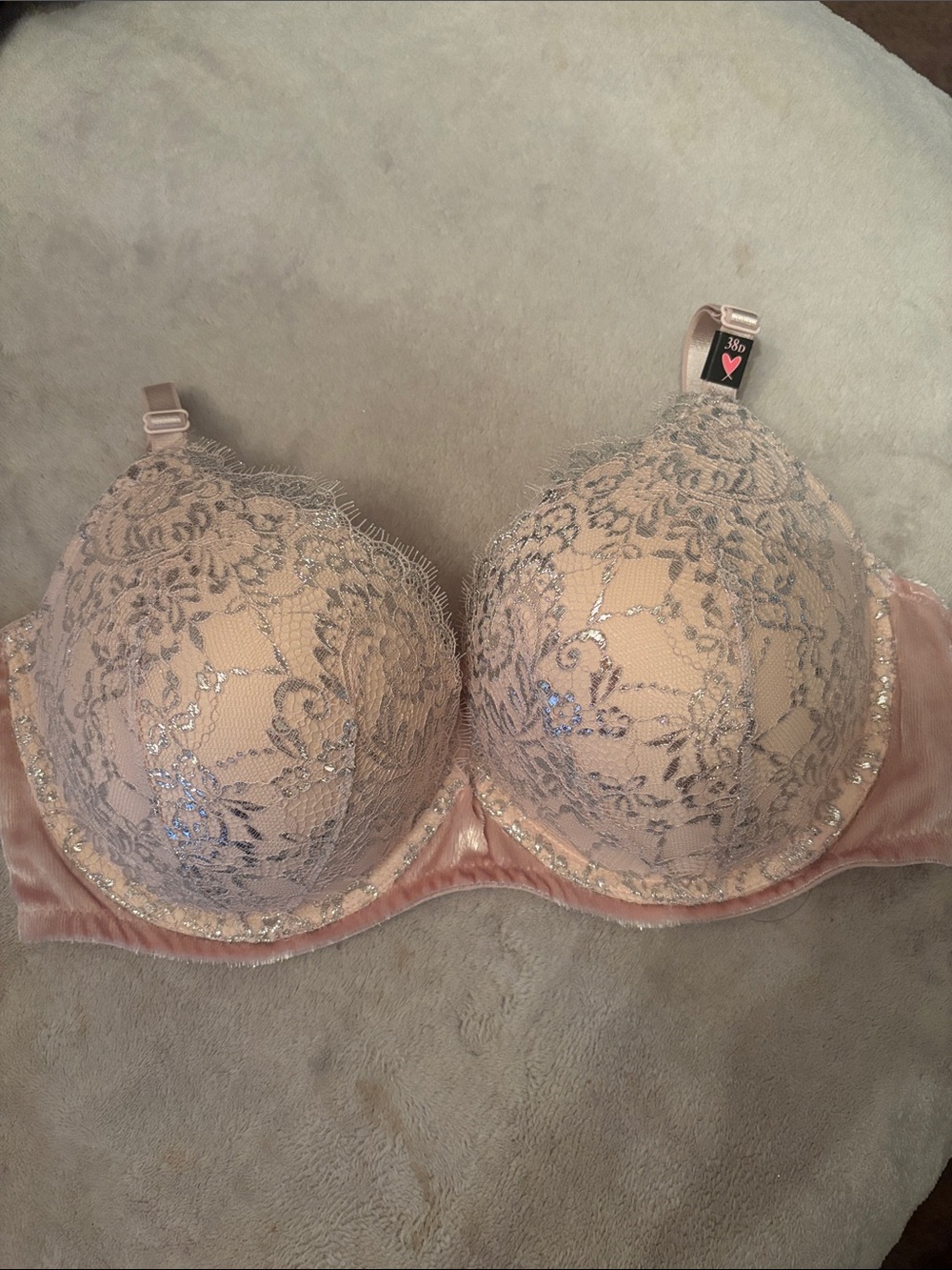 Victoria's Secret Pink Lace Embellished Push-Up Bra